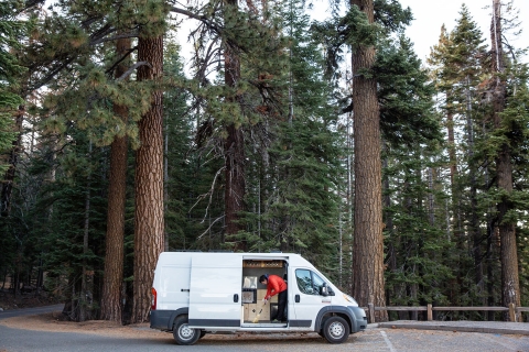Alex Honnold cleaning his van in Yosemite National Park, CA. (National Geographic/Jimmy Chin)