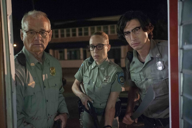 (L to R) Bill Murray as "Officer Cliff Robertson", Chloë Sevigny as "Officer Minerva Morrison" and Adam Driver as "Officer Ronald Peterson" in writer/director Jim Jarmusch's THE DEAD DON'T DIE, a Focus Features release.  Credit : Abbot Genser / Focus Features  © 2019 Image Eleven Productions, Inc.